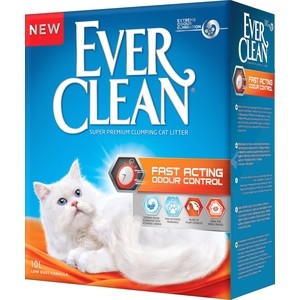 Наполнитель Ever Clean Fast Acting мгновенный контроль запахов комкующийся для кошек 10л acting