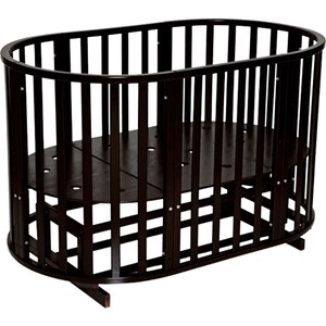 Кровать детская Антел Северянка (3) 6 в 1 маятник поперечный, колесо, круглая 75*75, овал 125*75 шоколад