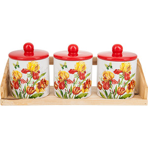 Набор банок для сыпучих продуктов 3 штуки Polystar Collection Касатик (L2520668) Набор банок для сыпучих продуктов 3 штуки Polystar Collection Касатик (L2520668)