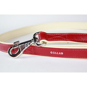 Поводок CoLLaR Brilliance кожаный двойной 122см*25мм красный для собак (38903)