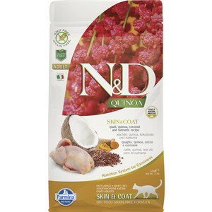 Сухой корм Farmina N&D Cat GF Quinoa Skin & Coat Quail & Coconut & Turmeric беззерновой с перепелкой киноа кокосом и куркумой для кошек 1,5кг цена Сухой корм Farmina N&D Cat GF Quinoa Skin & Coat Quail & Coconut & Turmeric беззерновой с перепелкой киноа кокосом и куркумой для кошек 1,5кг цены онлайн
