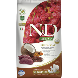 Сухой корм Farmina N&D Dog GF Quinoa Skin & Coat Venison Coconut & Turmeric беззерновой с олениной киноа кокосом и куркумой для собак 2,5кг цена Сухой корм Farmina N&D Dog GF Quinoa Skin & Coat Venison Coconut & Turmeric беззерновой с олениной киноа кокосом и куркумой для собак 2,5кг цены онлайн