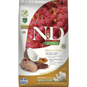 Сухой корм Farmina N&D Dog GF Quinoa Skin & Coat Quail & Coconut & Turmeric беззерновой с перепелкой киноа кокосом и куркумой для собак 2,5кг цена Сухой корм Farmina N&D Dog GF Quinoa Skin & Coat Quail & Coconut & Turmeric беззерновой с перепелкой киноа кокосом и куркумой для собак 2,5кг цены онлайн