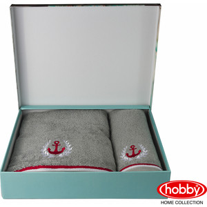 Набор из 2 полотенец Hobby home collection Maritim с вышивкой (50x90/70x140) серый (1501001403) maritim hotel mauritius