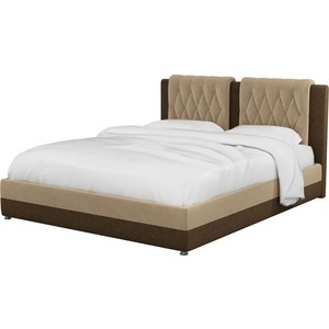 Интерьерная кровать АртМебель Камилла микровельвет бежево-коричневый