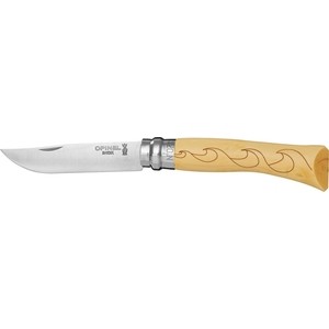 Нож складной Opinel №7 VRI Nature-Waves (волны) (нержавеющая сталь, рукоять самшит, длина клинка 8 см)
